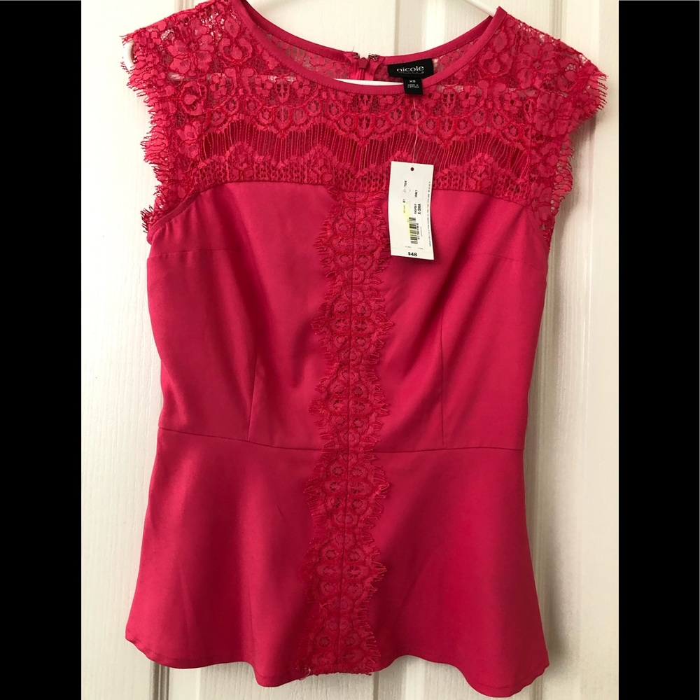 Pink satin lace blouse JCpenny’s